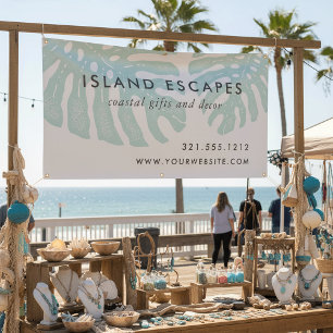 Tropical Botanical Monstera Leaf Business Banner