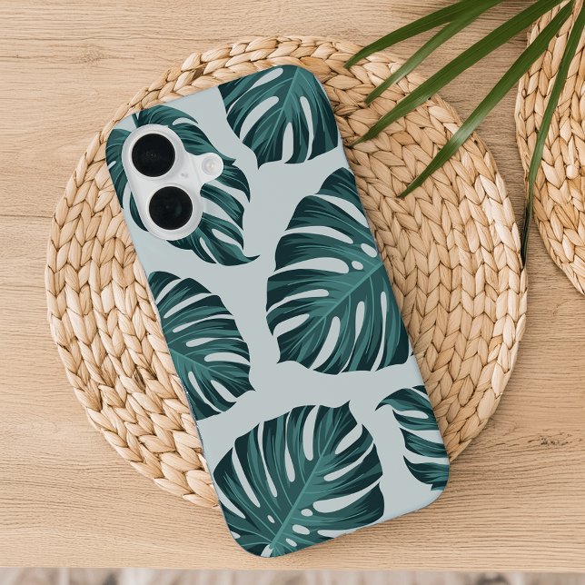 Tropical Botanical Monstera Leaves Summer Pattern iPhone 16 Case (Creator Uploaded)