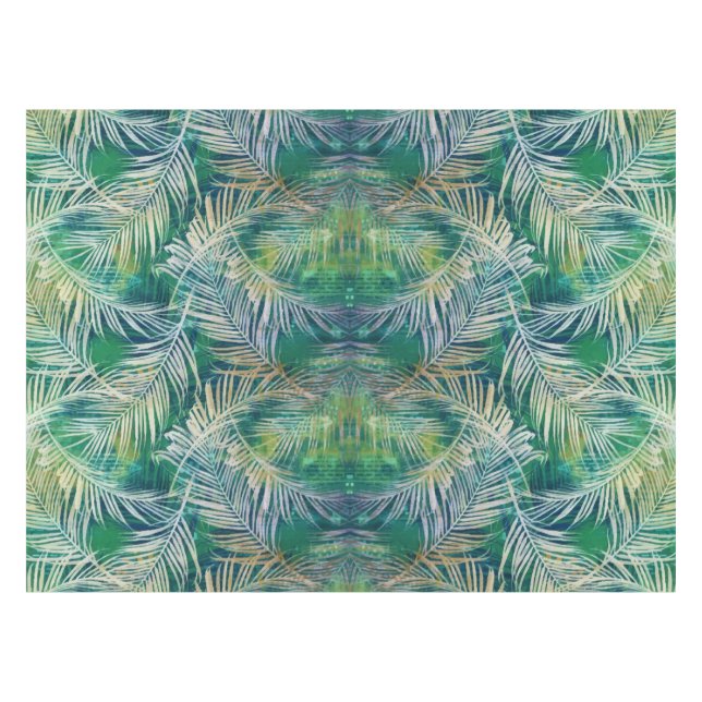 Tropical Botanical Palm Leaves Green Tablecloth (Front (Horizontal))