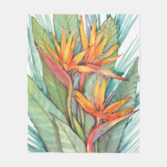 Tropical Botanical Paradise II Fleece Blanket (Front)