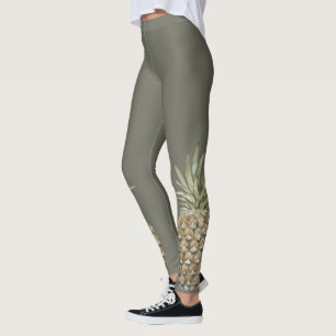 Tropical Botanical Pineapple Grey Leggings