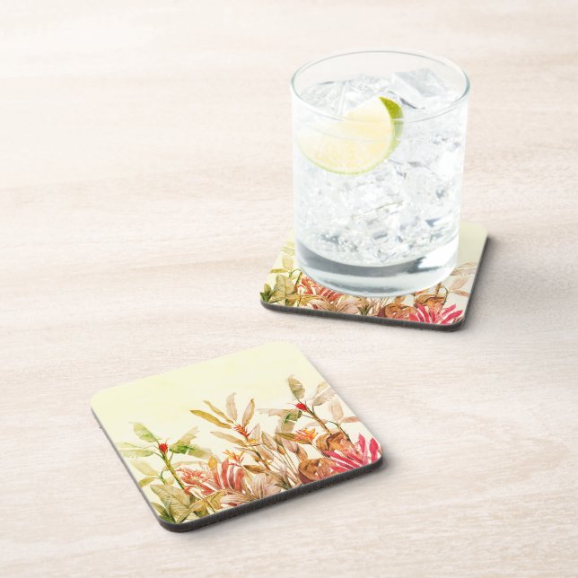 Tropical Botanical Watercolor Drink Coasters  (Right Side)