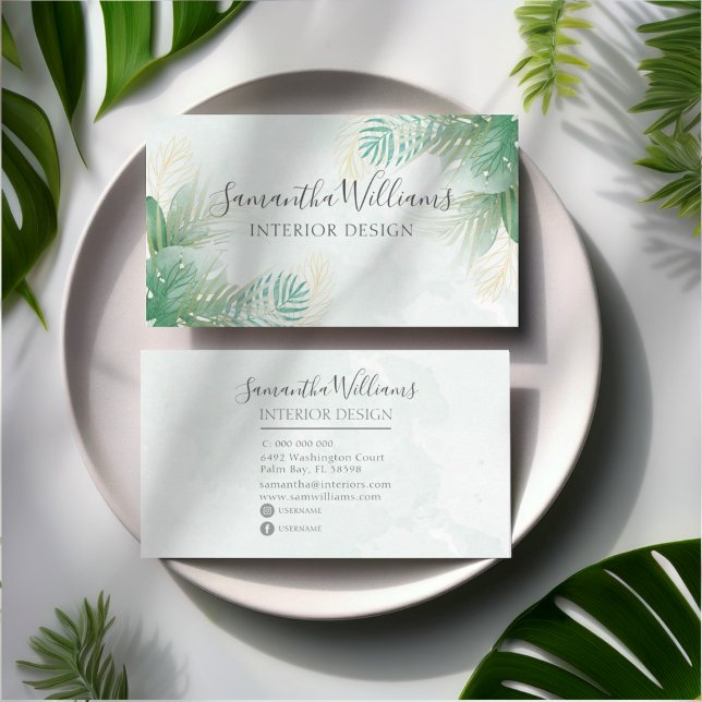 Tropical Botanical Watercolor Monstera  Business Card (Creator Uploaded)