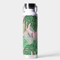 Tropical Botanical Watercolor Pink Art Monogram