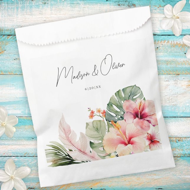 Tropical Botanicals Gorgeous Watercolor Wedding  Favour Bags (Creator Uploaded)