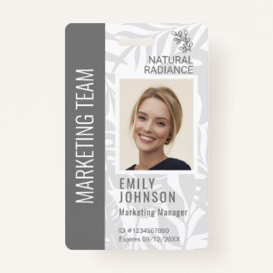 Tropical Botanicals Grey Beauty Photo & Logo Staff ID Badge