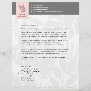 Tropical Botanicals Pink Fashion Beauty Business Custom Letterhead