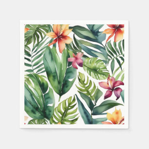 Tropical Botanicals Vibrant Watercolor Foliage Napkin