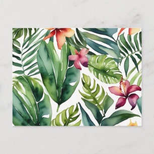 Tropical Botanicals Vibrant Watercolor Foliage Postcard