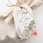 Tropical Botanicals Watercolor Wedding Favour Gift Tags<br><div class="desc">These elegant wedding gift / favour tags feature gorgeous watercolor botanicals including palm leaves and hibiscus. The typography is classic yet modern. This is the perfect design for a tropical or beach destination wedding. See the collection for coordinating items.</div>