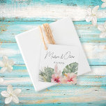Tropical Botanicals Watercolor Wedding Gift   Favour Tags<br><div class="desc">These elegant wedding gift / favour tags feature gorgeous watercolor botanicals including palm leaves and hibiscus. The typography is classic yet modern. This is the perfect design for a tropical or beach destination wedding. See the collection for coordinating items.</div>