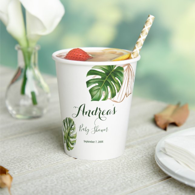 Tropical Botaniqe Wild Palm Greenery Monstera  Paper Cups (Insitu)