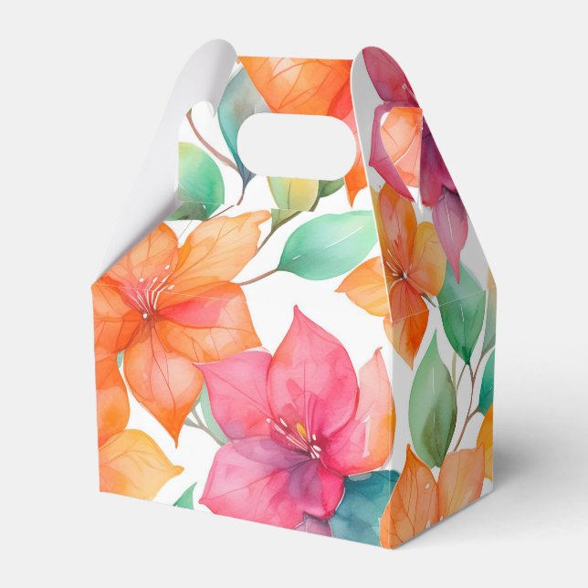 Tropical bougainvillea pattern favour box (Front Side)