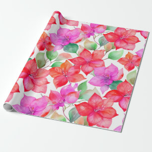 Tropical bougainvillea pattern wrapping paper