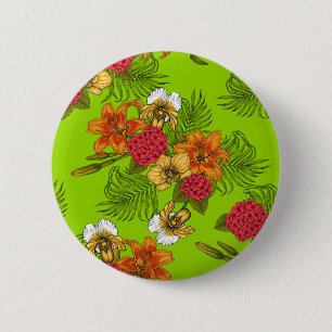 Tropical bouquet 6 cm round badge