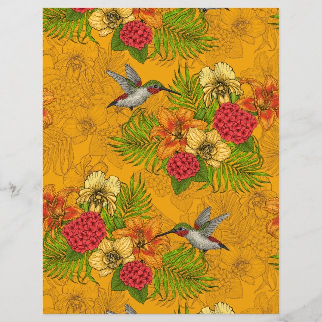 Tropical bouquet and hummingbirds 2 (Front)