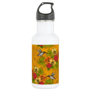 Tropical bouquet and hummingbirds 2 532 ml water bottle