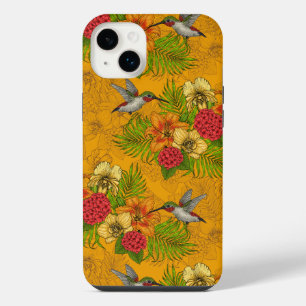 Tropical bouquet and hummingbirds 2 iPhone 14 plus case