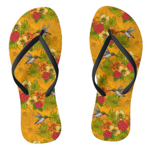 Tropical bouquet and hummingbirds 2 jandals