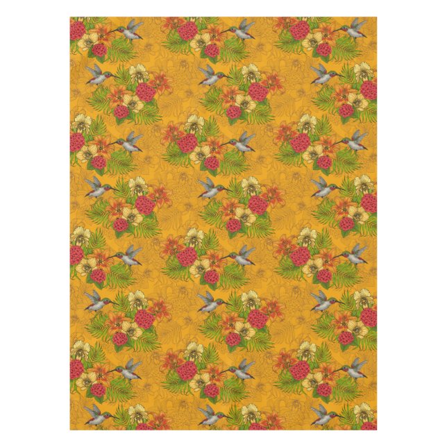 Tropical bouquet and hummingbirds 2 tablecloth (Front)