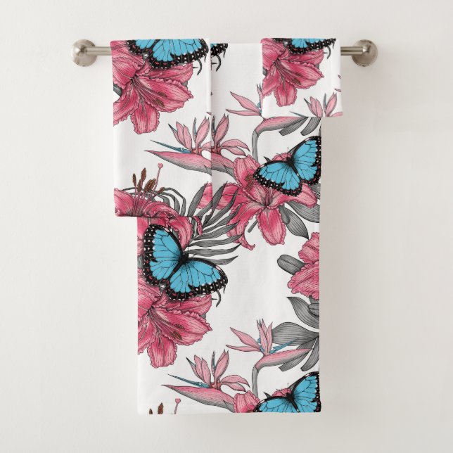 Tropical bouquet bath towel set (Insitu)