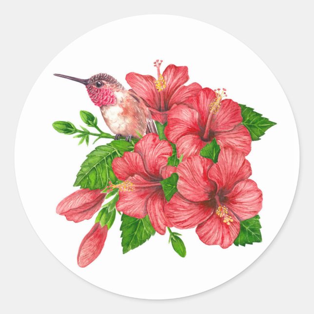 Tropical bouquet classic round sticker (Front)