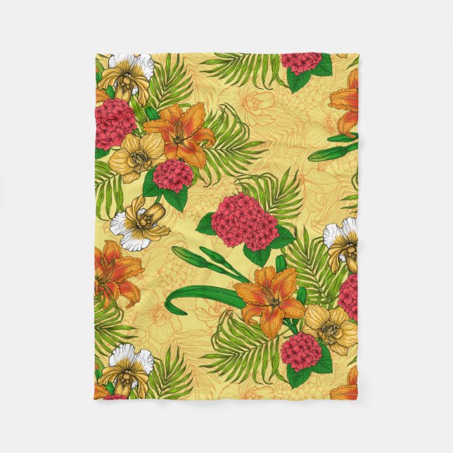Tropical bouquet fleece blanket (Front)