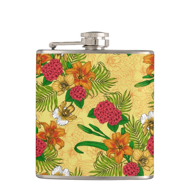 Tropical bouquet hip flask (Front)