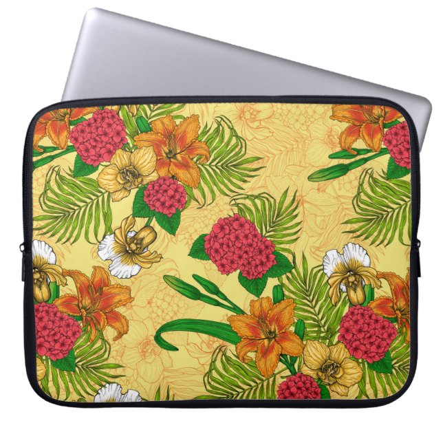 Tropical bouquet laptop sleeve (Front)