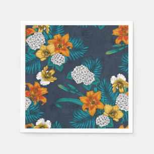 Tropical bouquet on blue napkin