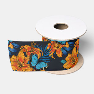 Tropical bouquet satin ribbon