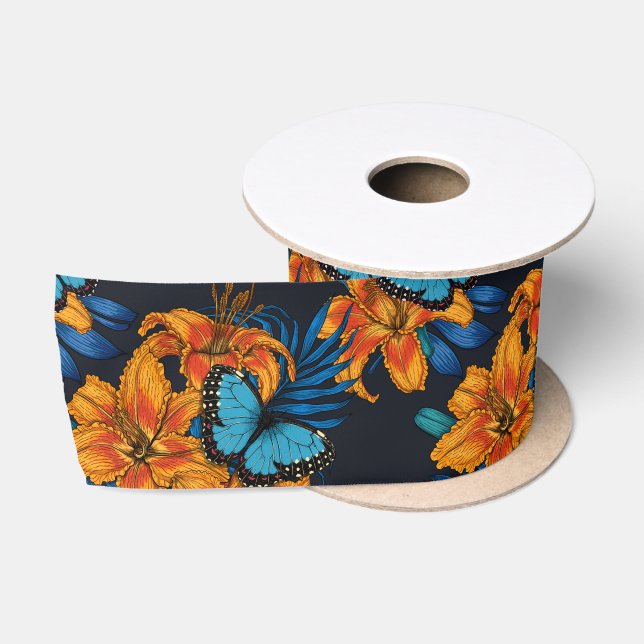 Tropical bouquet satin ribbon (Spool)