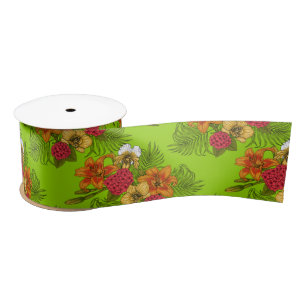 Tropical bouquet satin ribbon