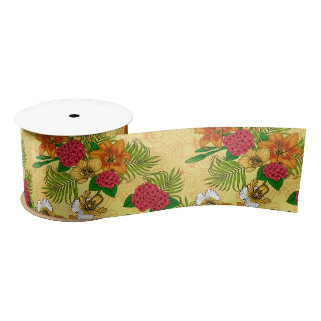 Tropical bouquet satin ribbon (Spool)