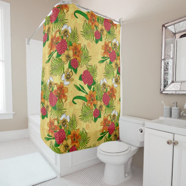 Tropical bouquet shower curtain (In Situ)