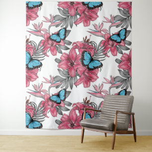 Tropical bouquet tapestry
