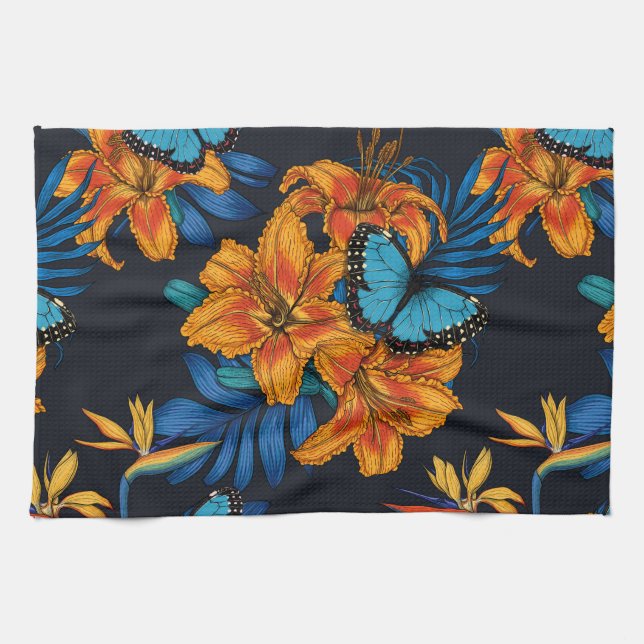Tropical bouquet tea towel (Horizontal)