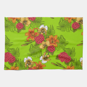 Tropical bouquet tea towel