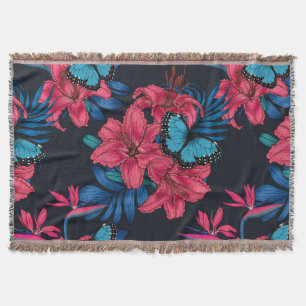 Tropical bouquet throw blanket