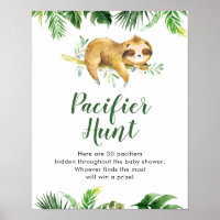 Tropical Boy Sloth Baby Shower Pacifier Hunt