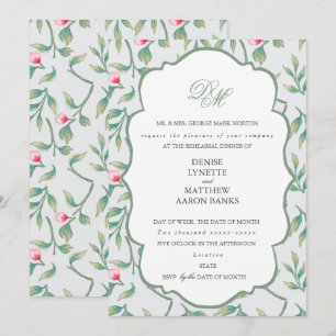 Tropical Breeze and Basil Green Rehearsal Dinner Invitation