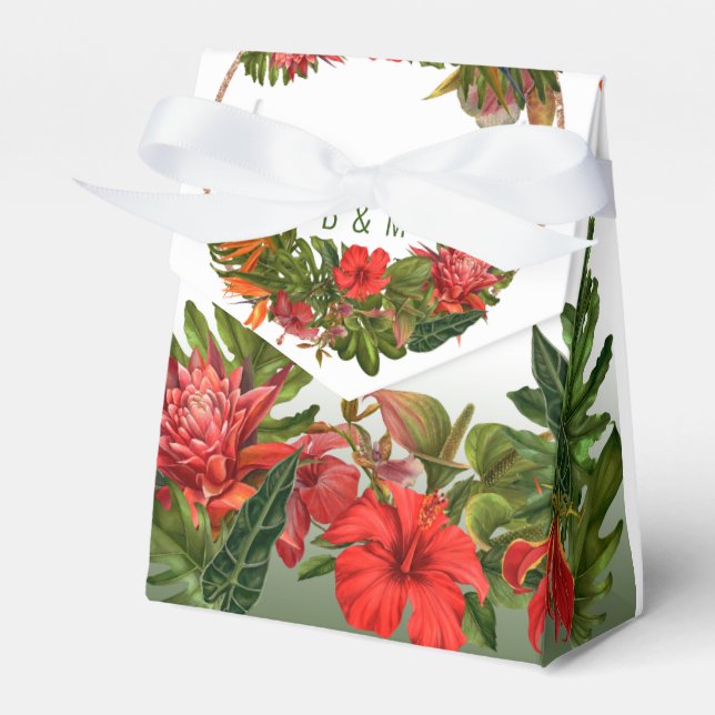 Tropical Breeze Lush Floral Rose Gold Wedding Favour Box (Front Side)