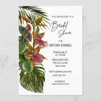 Tropical Breeze Orchid Botanical Bridal Shower Invitation