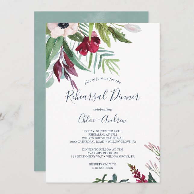Tropical Breeze Rehearsal Dinner Invitation (Front/Back)