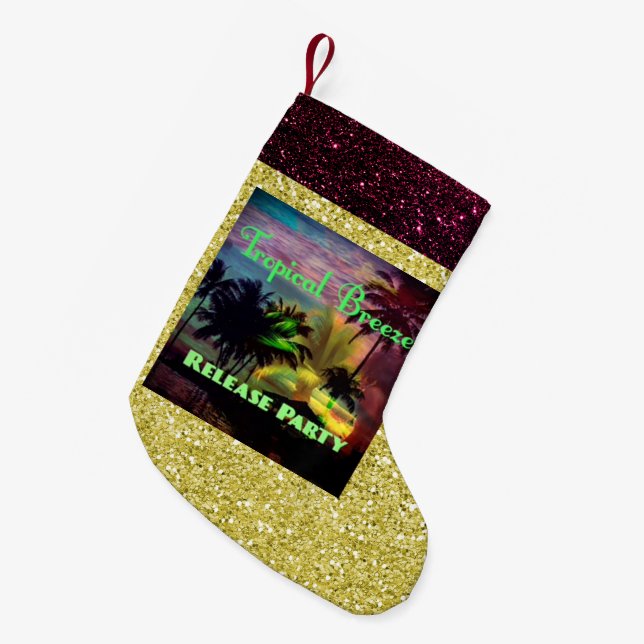 Tropical Breeze Release Party Multi Coloured Gold Small Christmas Stocking (Front (Hanging))