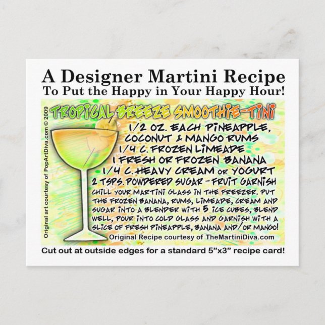 Tropical Breeze Smoothie Martini Recipe Postcard (Front)