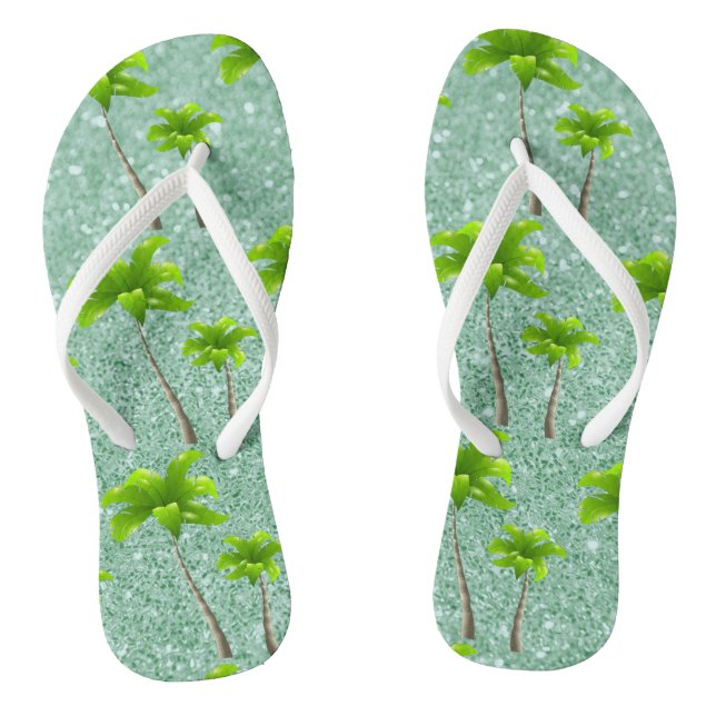 Tropical Breeze Soft Green Palm Trees Jandals (Footbed)
