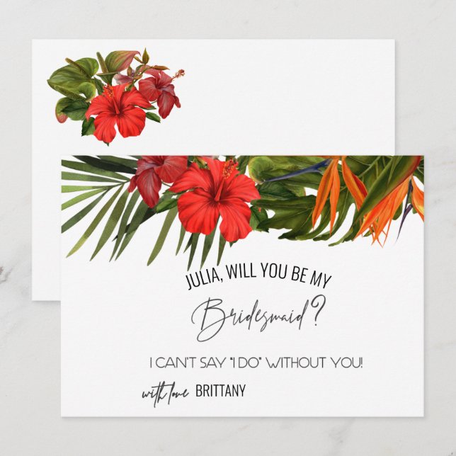 Tropical Breeze Will You Be My Bridesmaid Card (Front/Back)