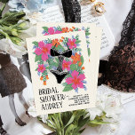 Tropical Bridal Lingerie Bridal Shower Invitation Postcard<br><div class="desc">Gather the girls and celebrate the beautiful bride to be with a tropical and sexy lingerie themed bridal shower. Set the tone for a carefree celebration of fun with this illustrated shower invitation postcard in fuchsia pink, juicy orange, verdant greens and periwinkle blue with a hot one piece, black and...</div>