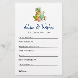 Tropical Bridal shower Advice & Wishes card